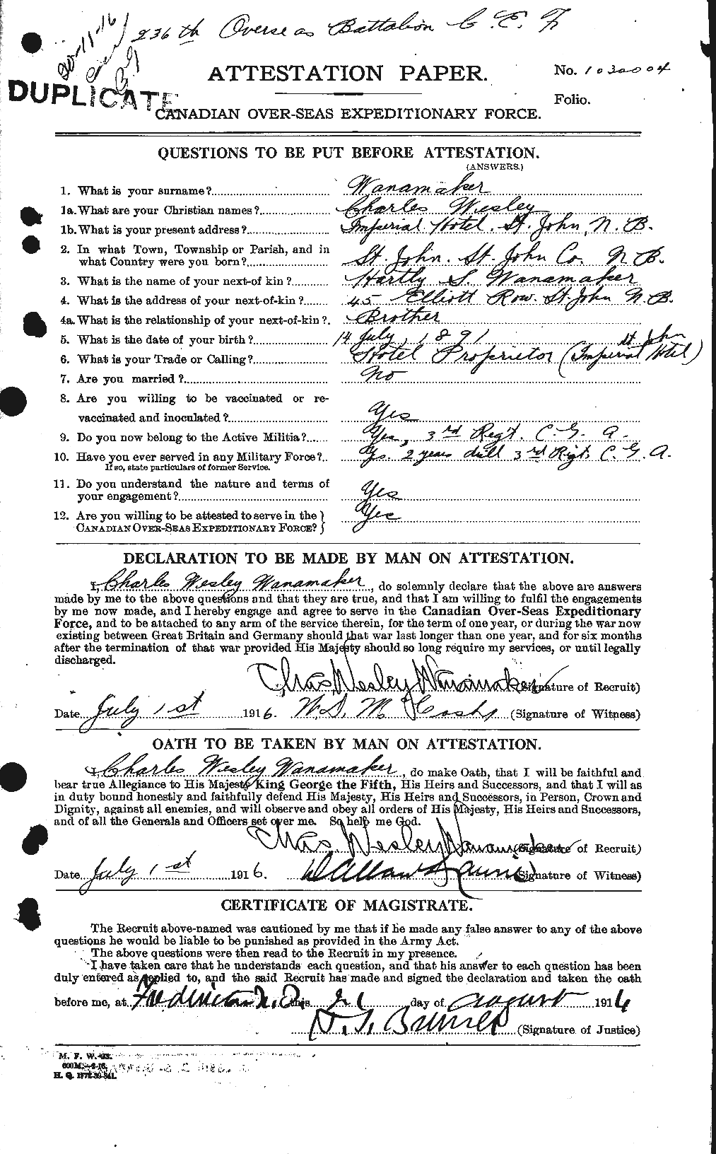 Personnel Records of the First World War - CEF 654903a