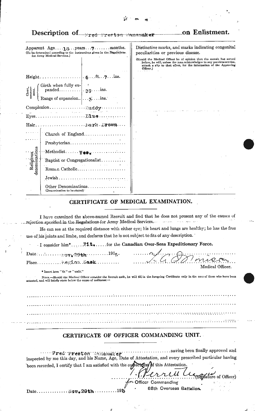 Dossiers du Personnel de la Première Guerre mondiale - CEC 654906b