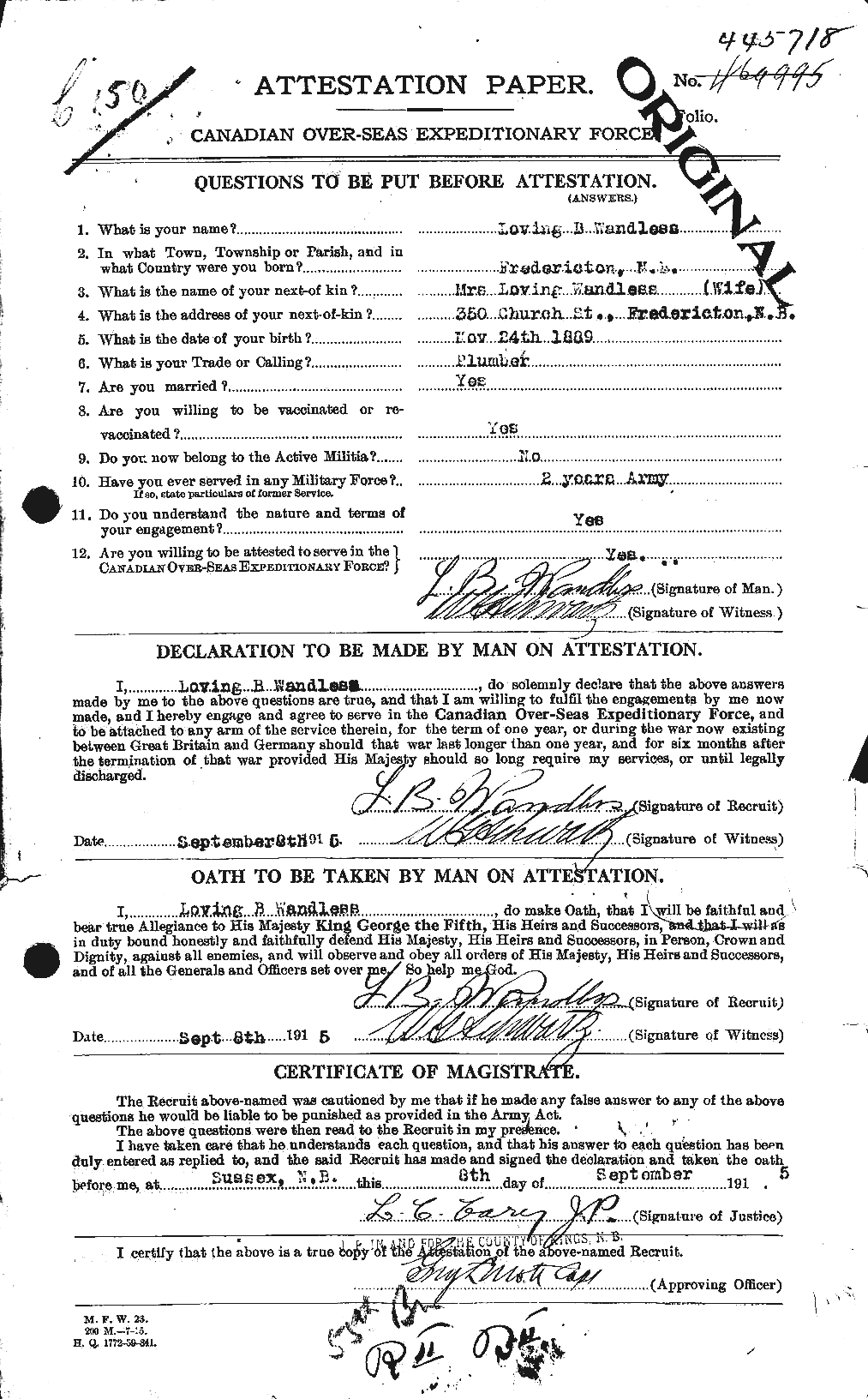 Personnel Records of the First World War - CEF 654932a
