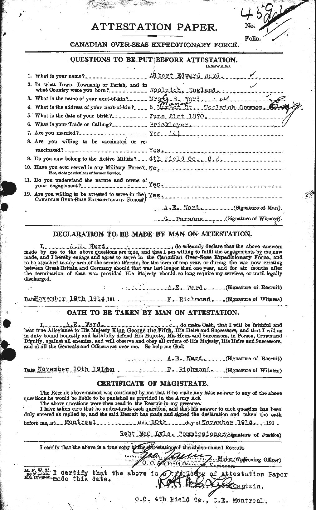 Personnel Records of the First World War - CEF 655093a