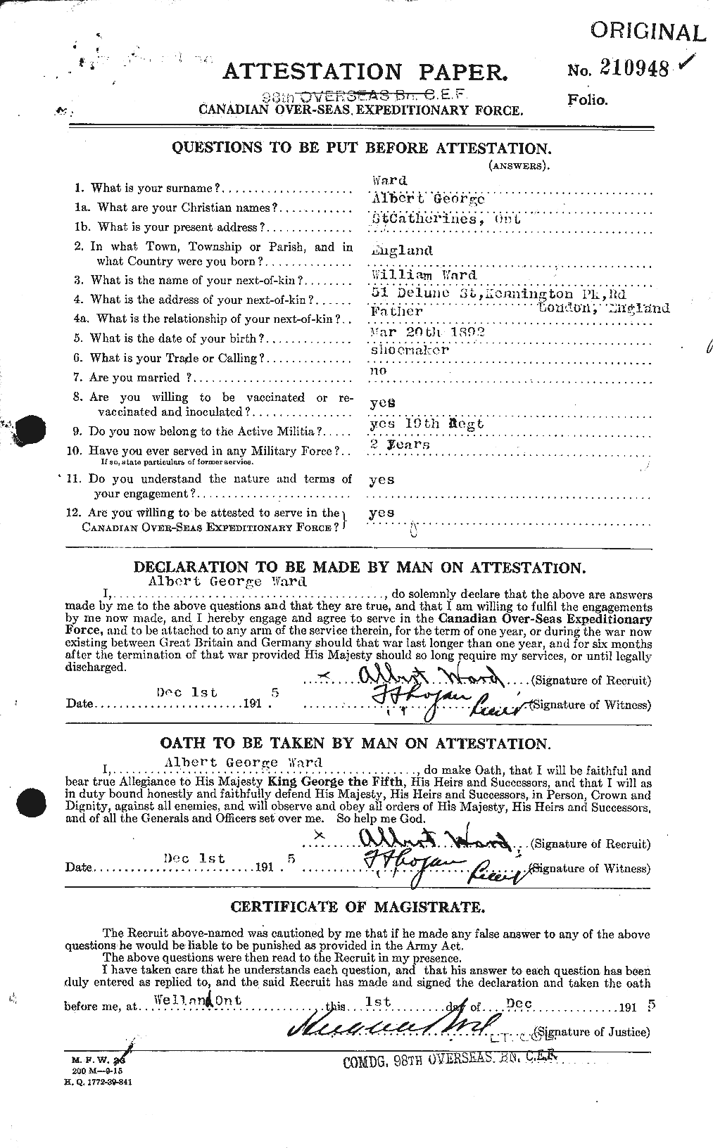 Personnel Records of the First World War - CEF 655097a