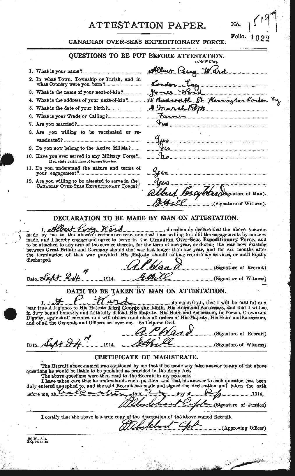 Personnel Records of the First World War - CEF 655102a