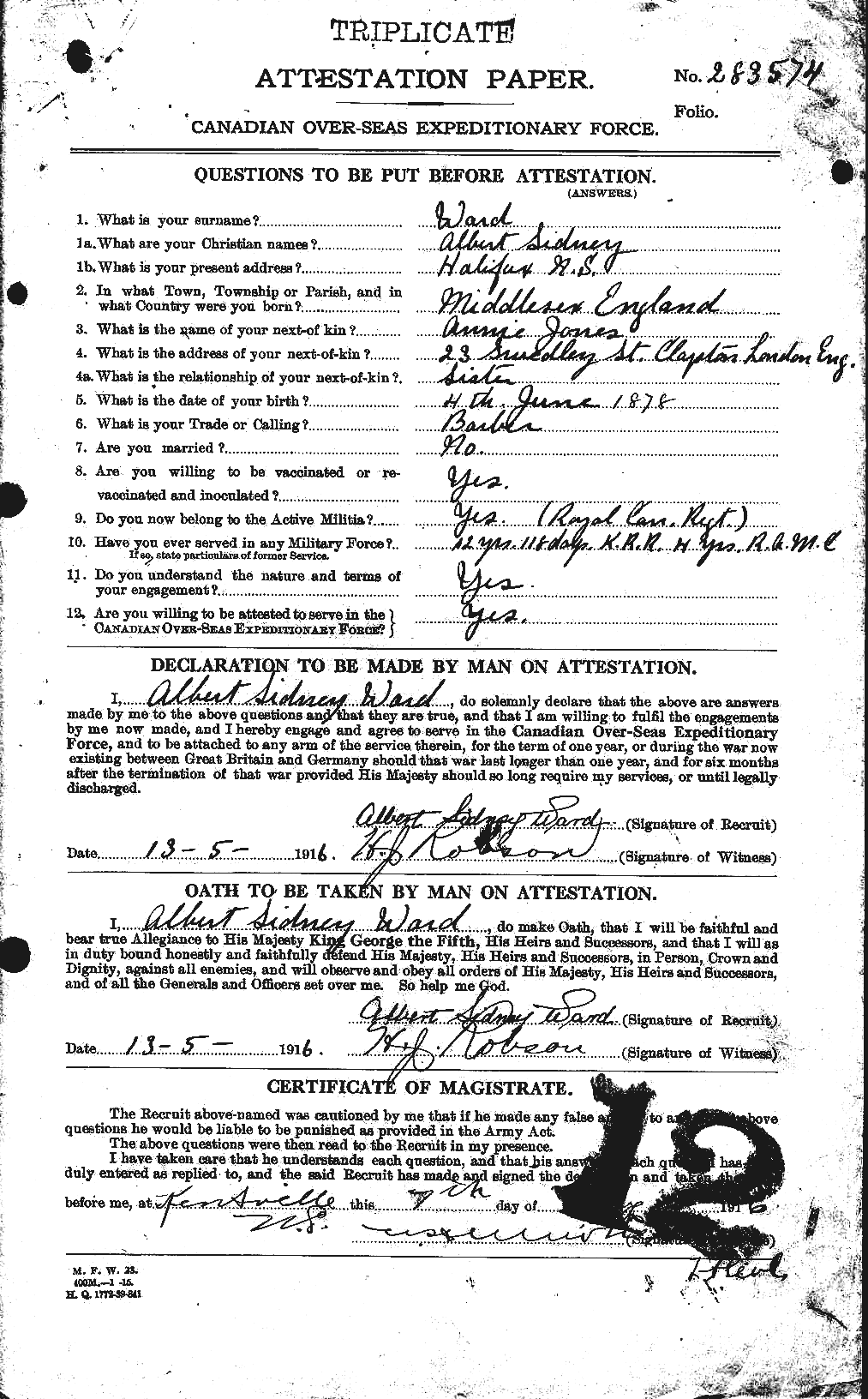 Personnel Records of the First World War - CEF 655103a