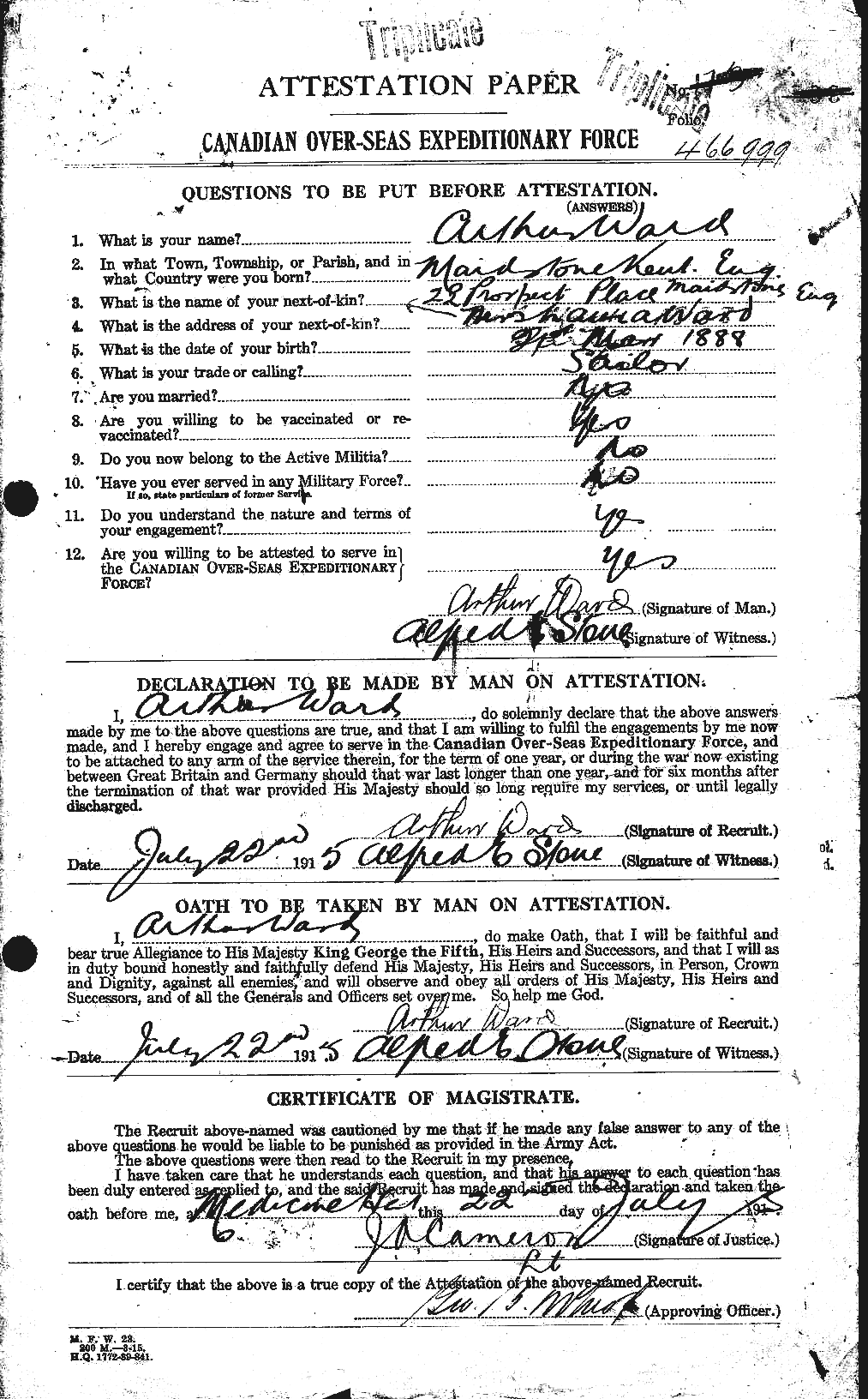 Personnel Records of the First World War - CEF 655140a