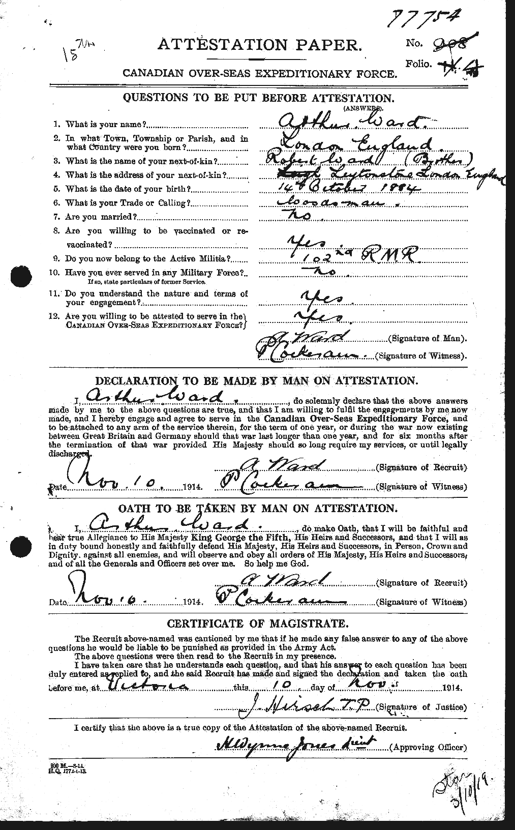 Personnel Records of the First World War - CEF 655141a