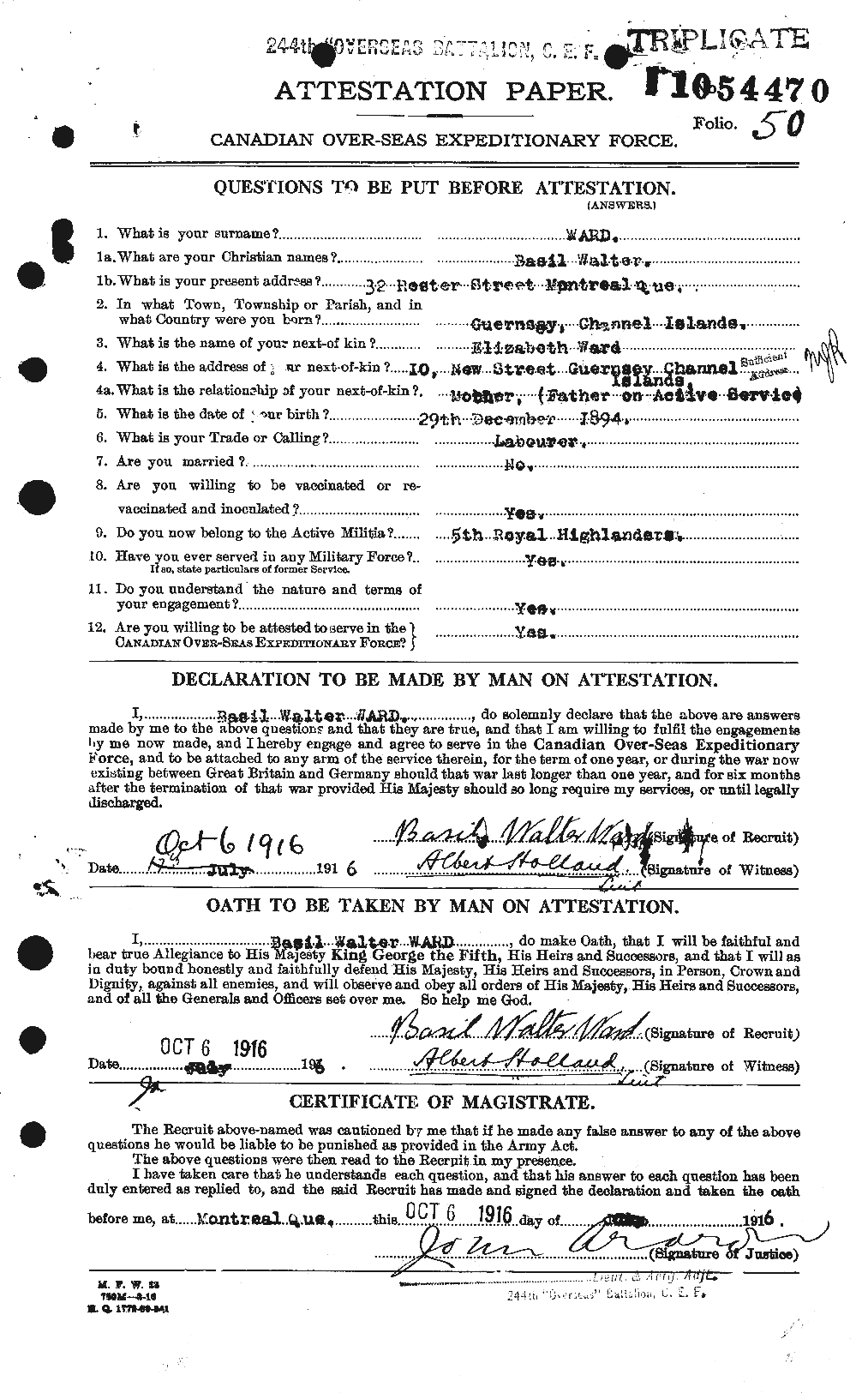 Personnel Records of the First World War - CEF 655160a
