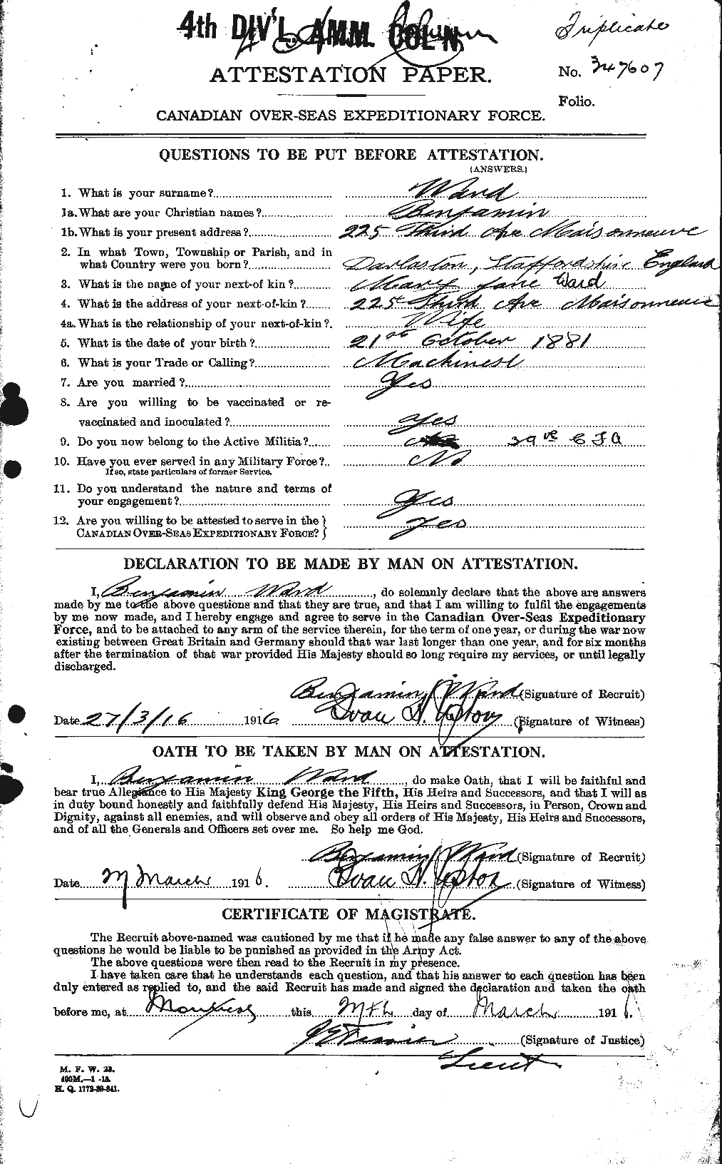 Personnel Records of the First World War - CEF 655163a