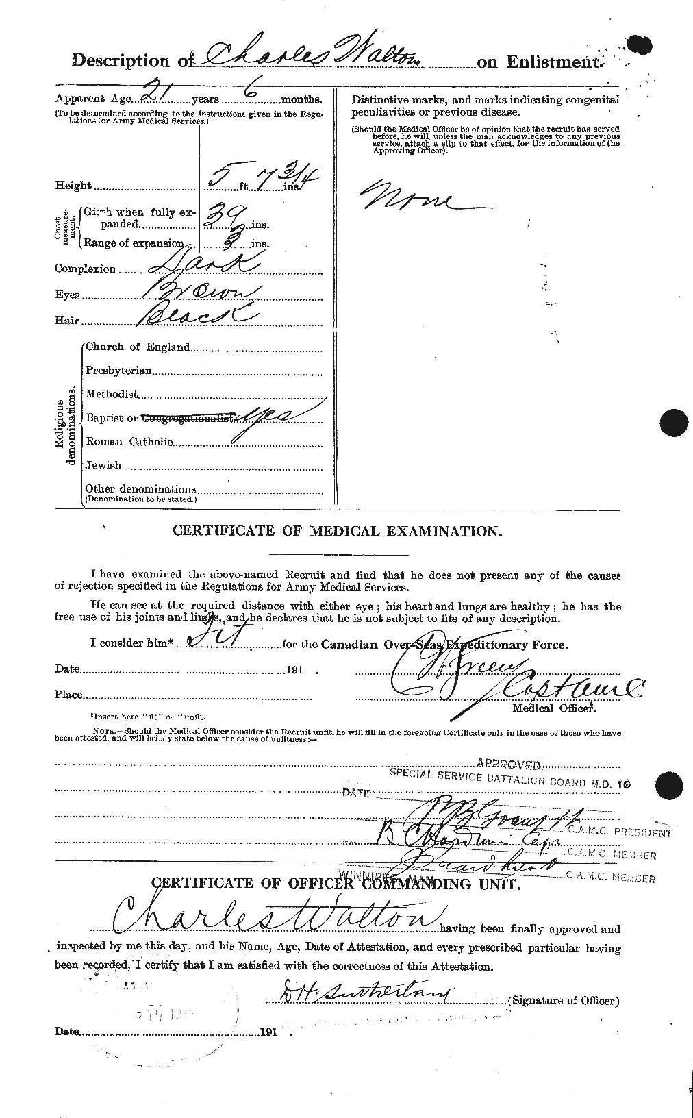 Dossiers du Personnel de la Première Guerre mondiale - CEC 655527b