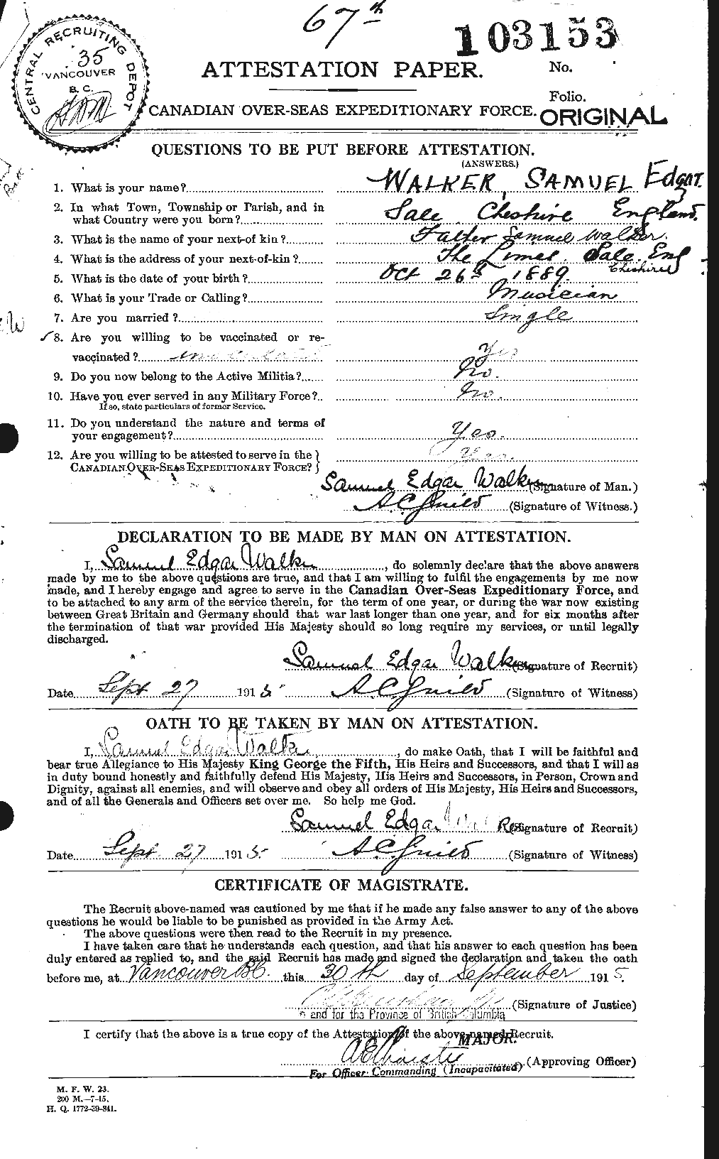 Personnel Records of the First World War - CEF 655763a