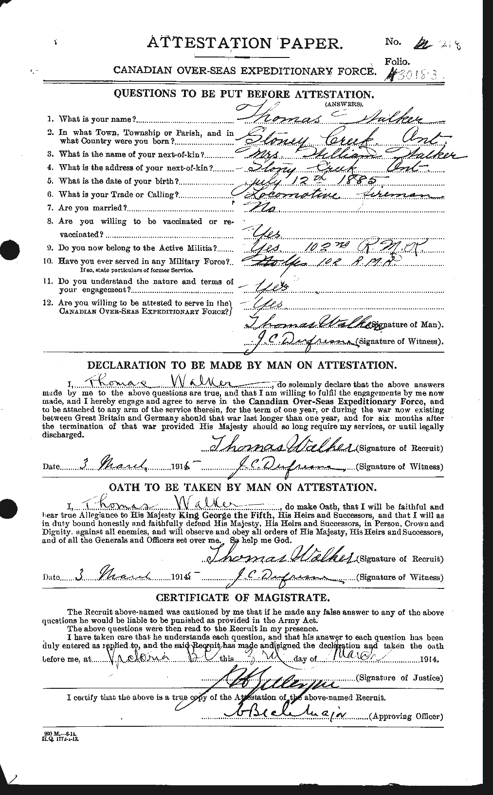 Personnel Records of the First World War - CEF 655797a