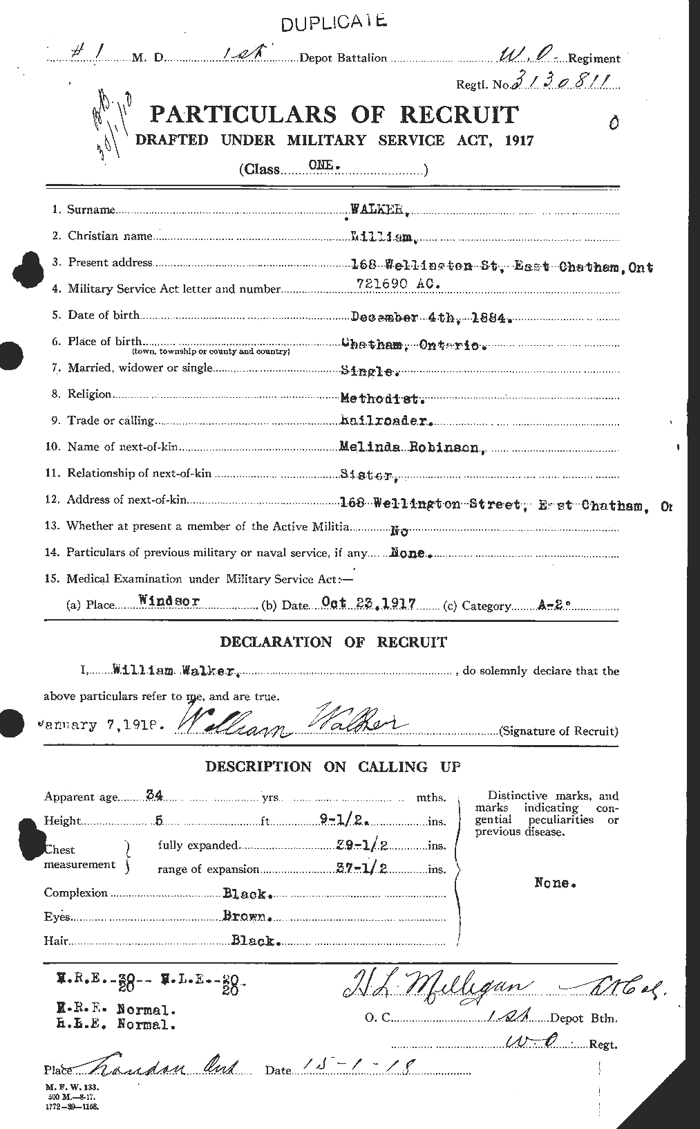 Dossiers du Personnel de la Première Guerre mondiale - CEC 655915a