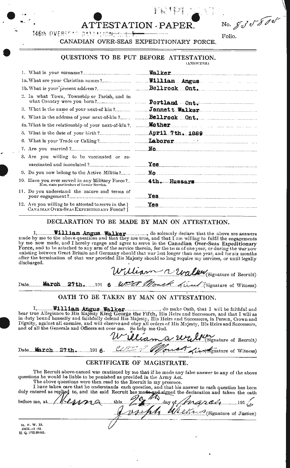 Personnel Records of the First World War - CEF 655926a