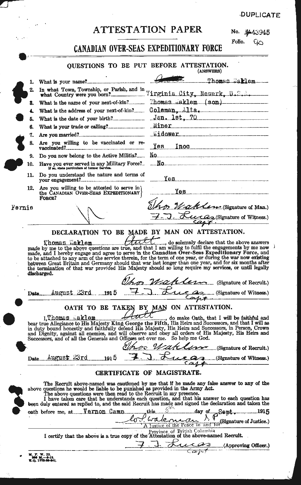 Personnel Records of the First World War - CEF 656123a