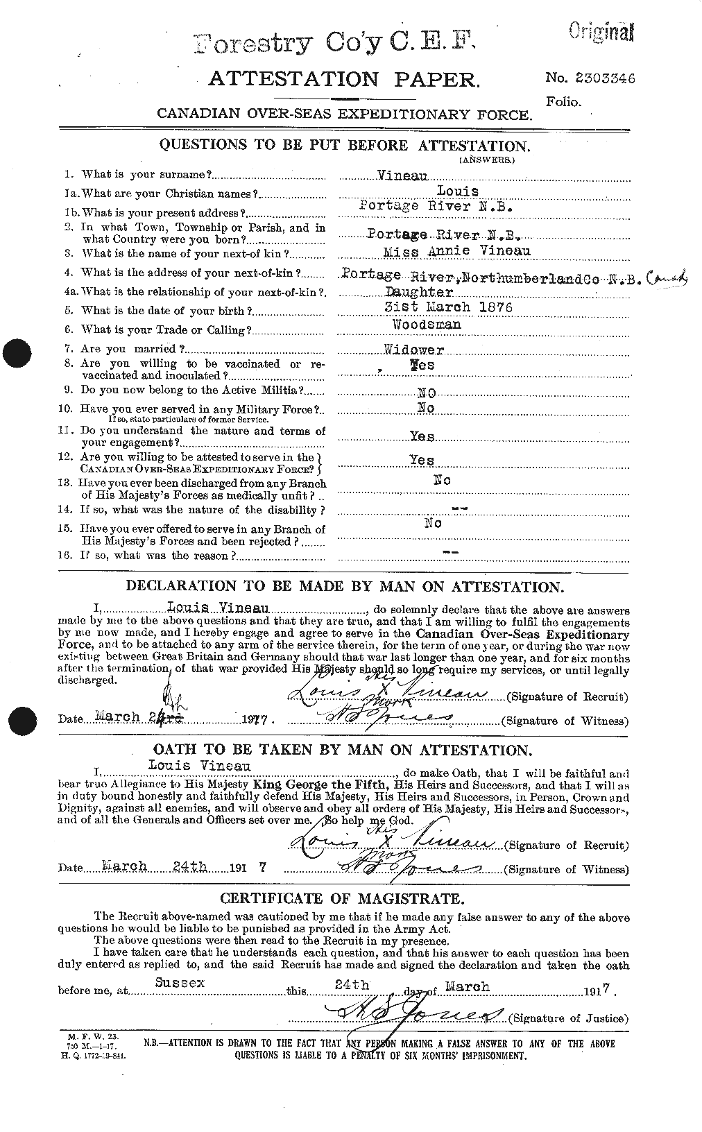 Personnel Records of the First World War - CEF 656586a