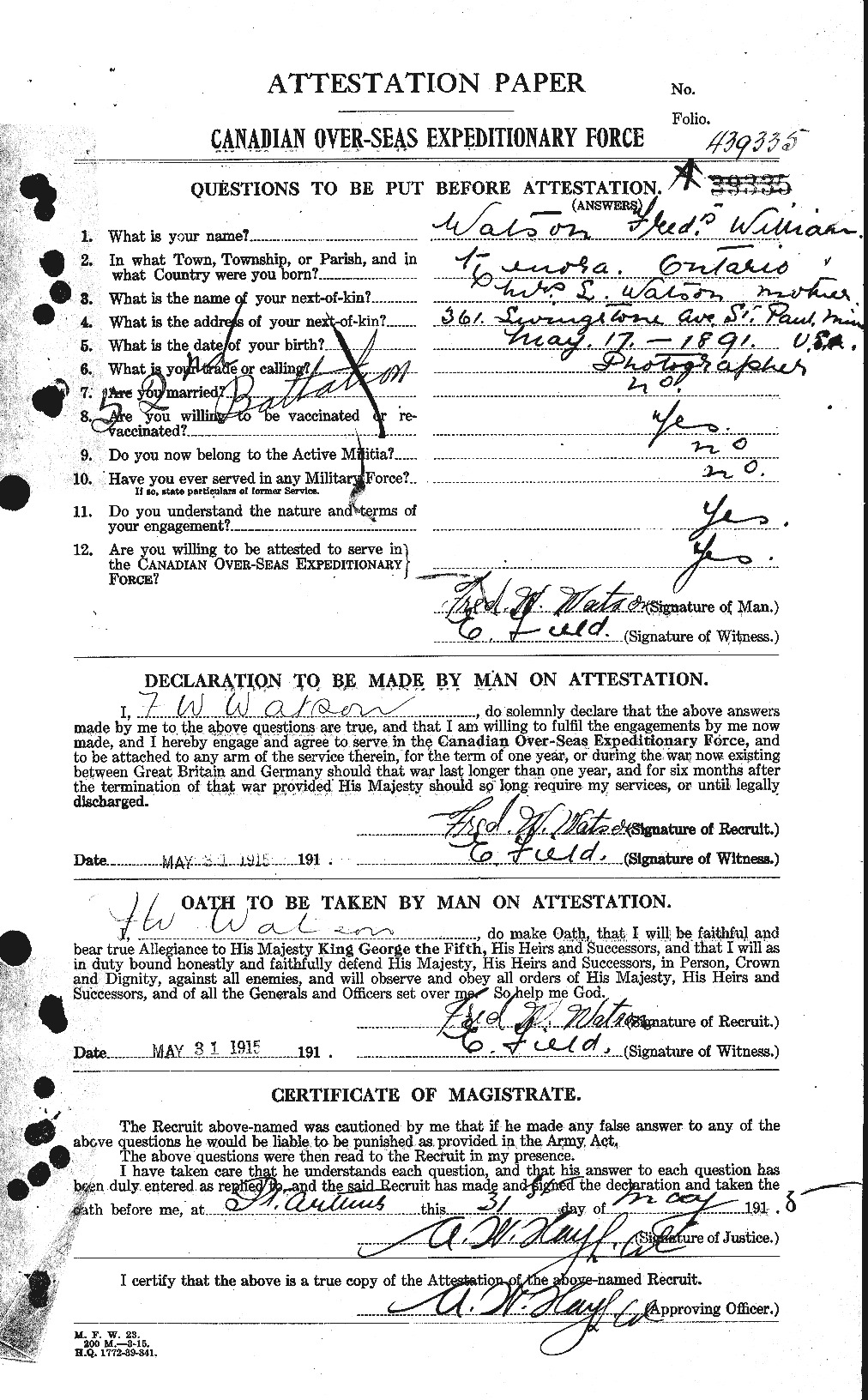Personnel Records of the First World War - CEF 656745a