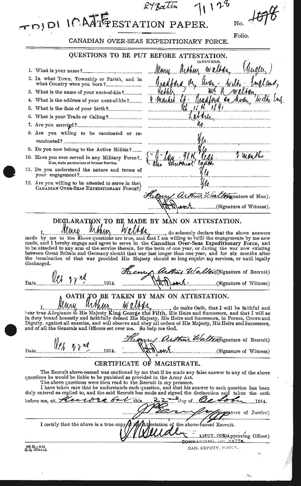 Personnel Records of the First World War - CEF 656820a