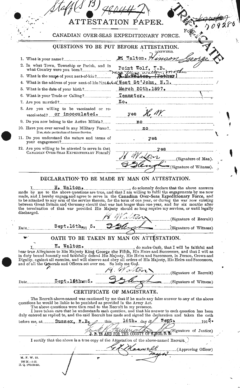 Personnel Records of the First World War - CEF 656830a