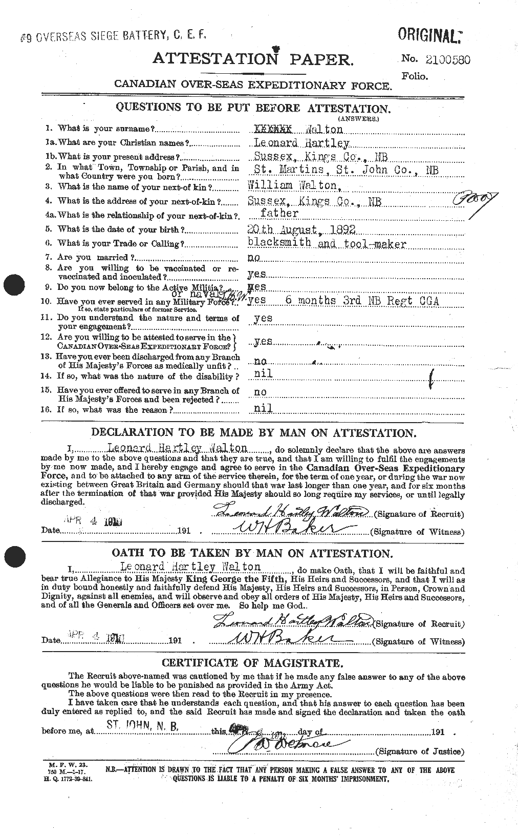 Personnel Records of the First World War - CEF 656876a