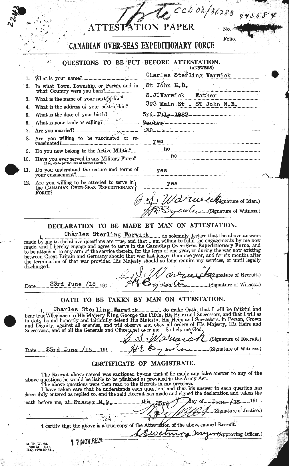 Personnel Records of the First World War - CEF 656987a