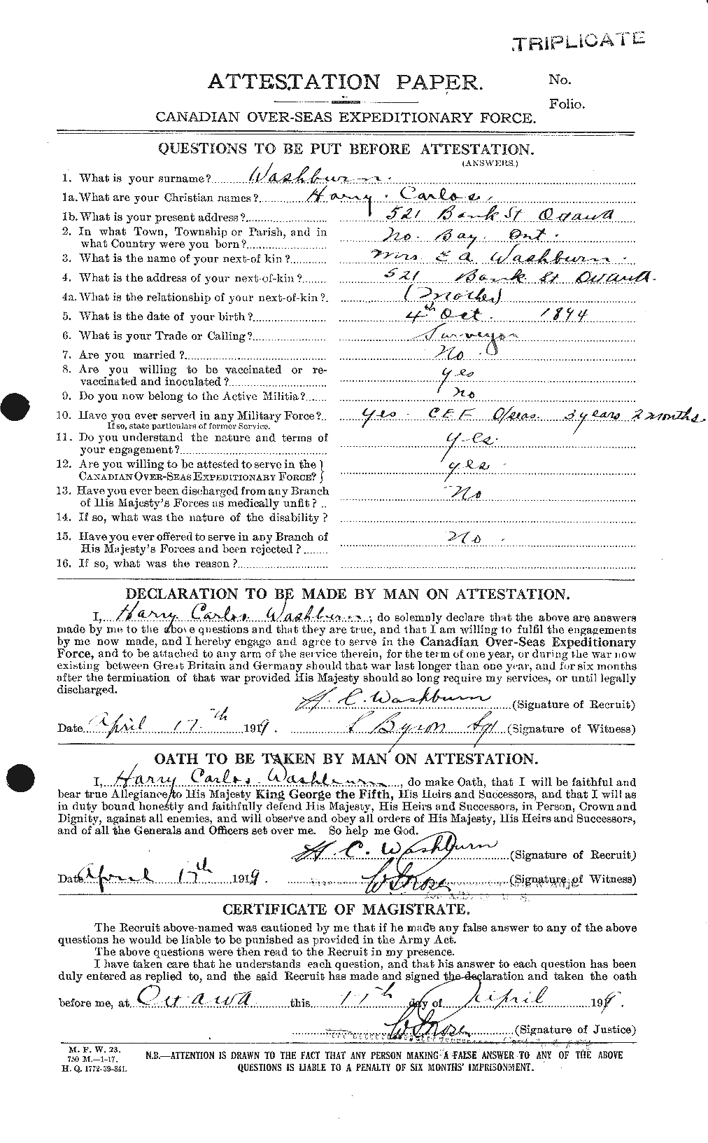 Personnel Records of the First World War - CEF 657065a