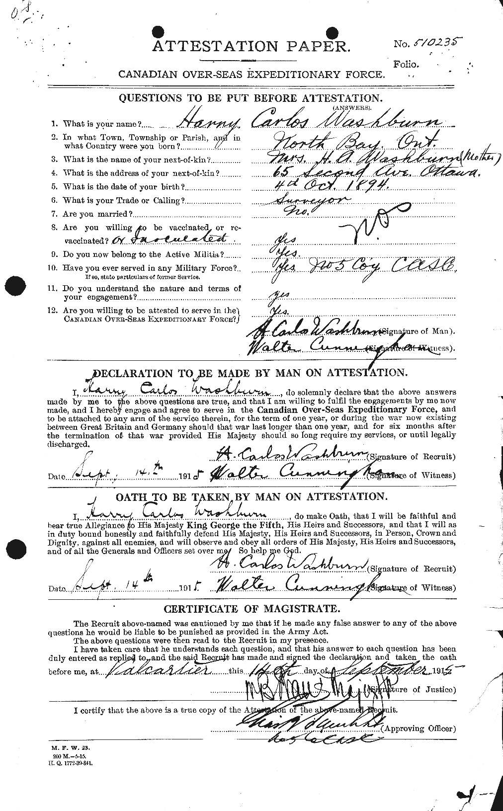 Personnel Records of the First World War - CEF 657066a