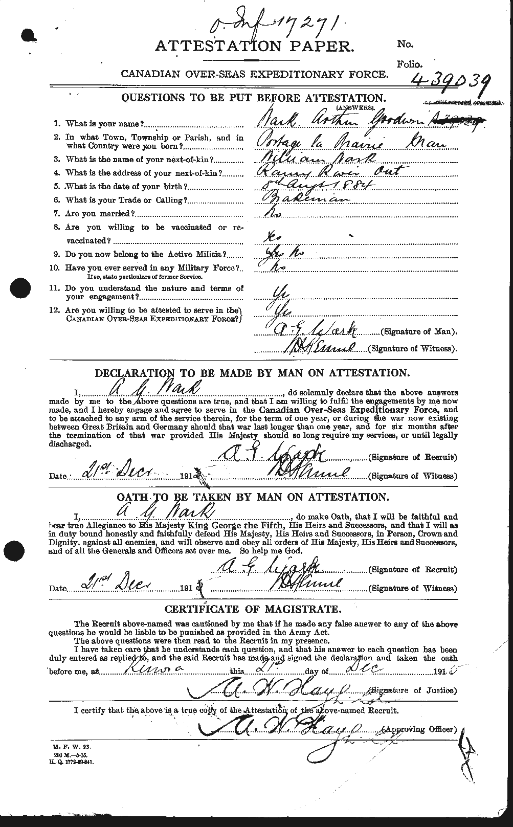 Personnel Records of the First World War - CEF 657168a