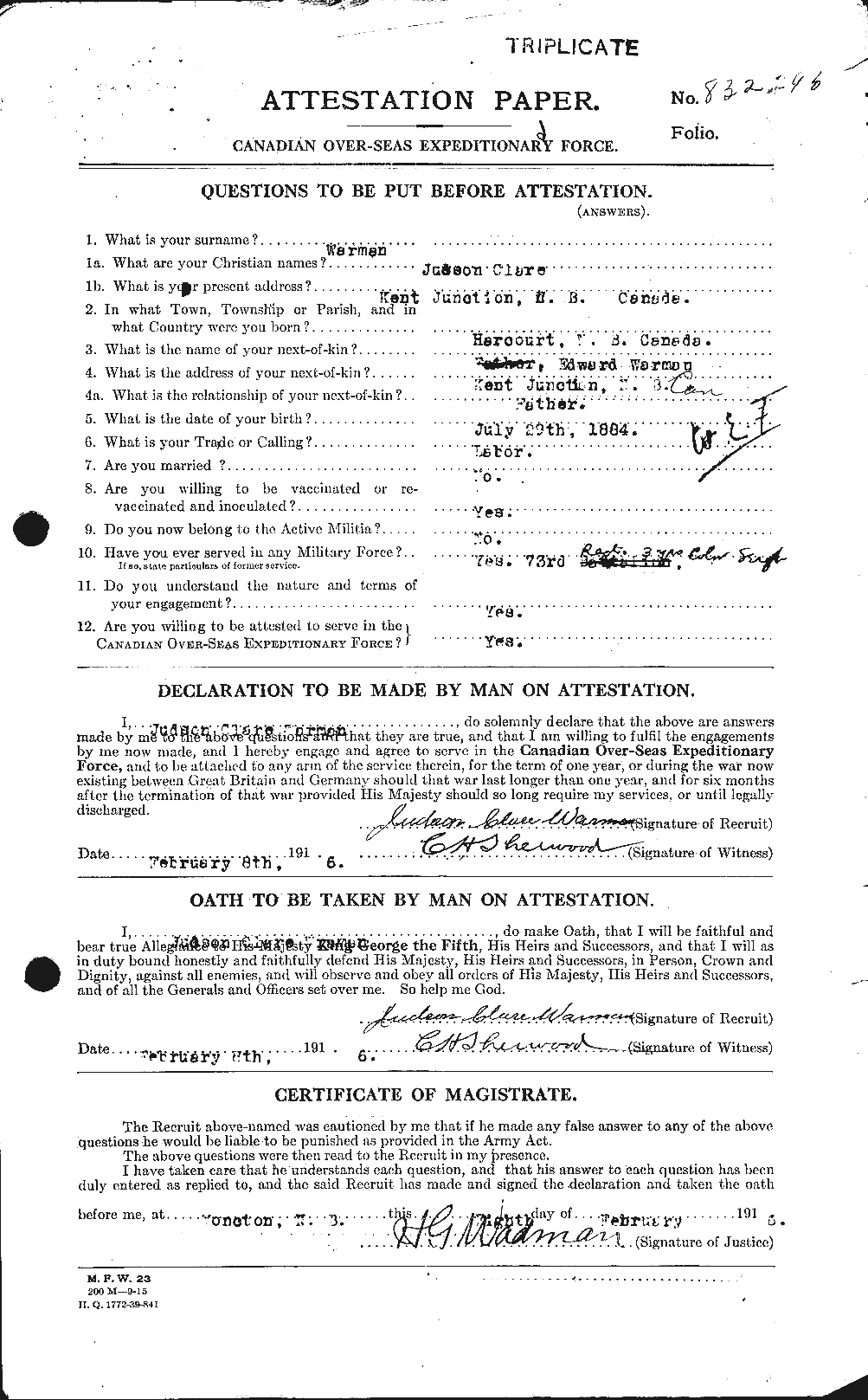 Personnel Records of the First World War - CEF 657230a