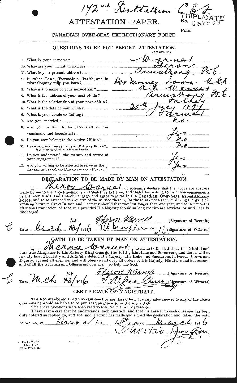 Personnel Records of the First World War - CEF 657441a