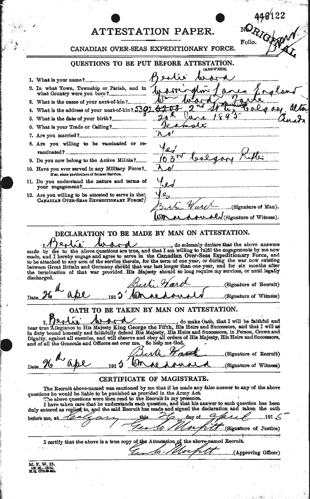 Personnel Records of the First World War - CEF 657545a