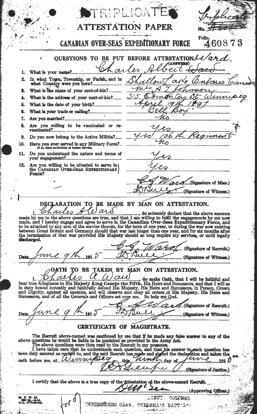 Personnel Records of the First World War - CEF 657571a