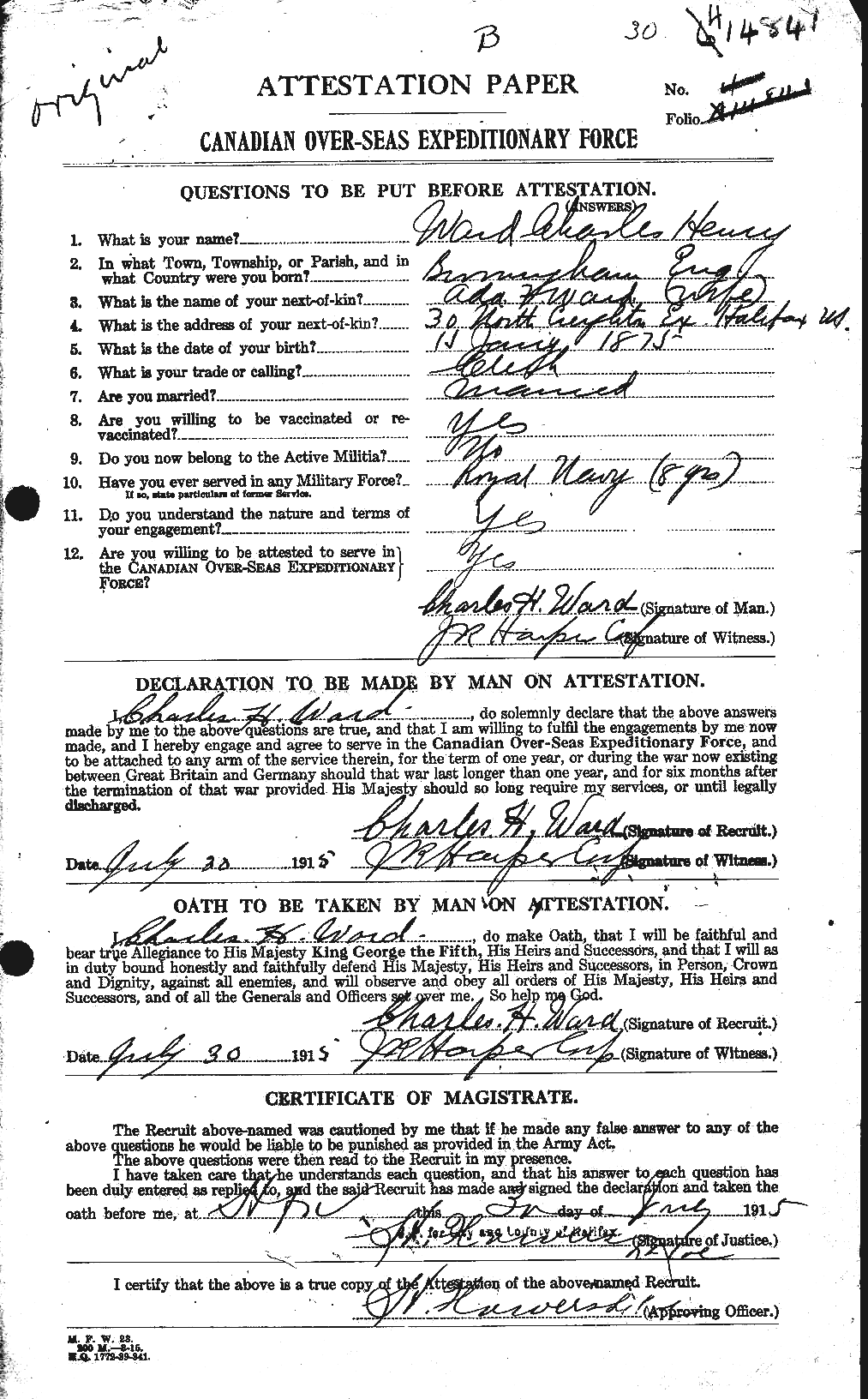 Personnel Records of the First World War - CEF 657582a