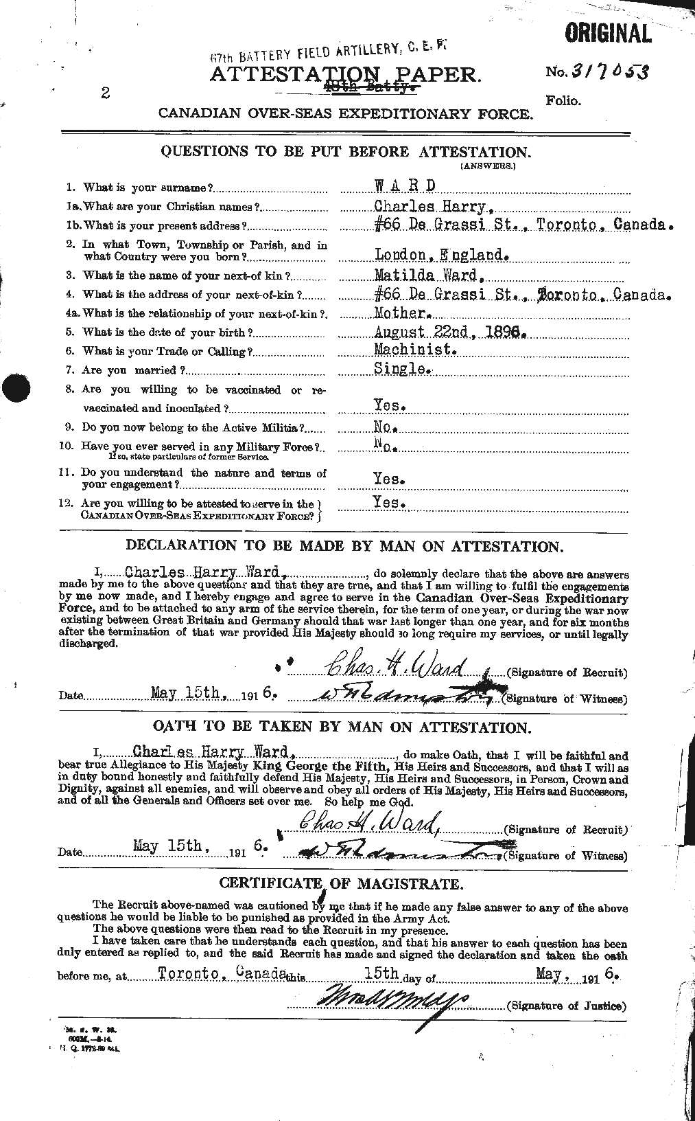Personnel Records of the First World War - CEF 657586a