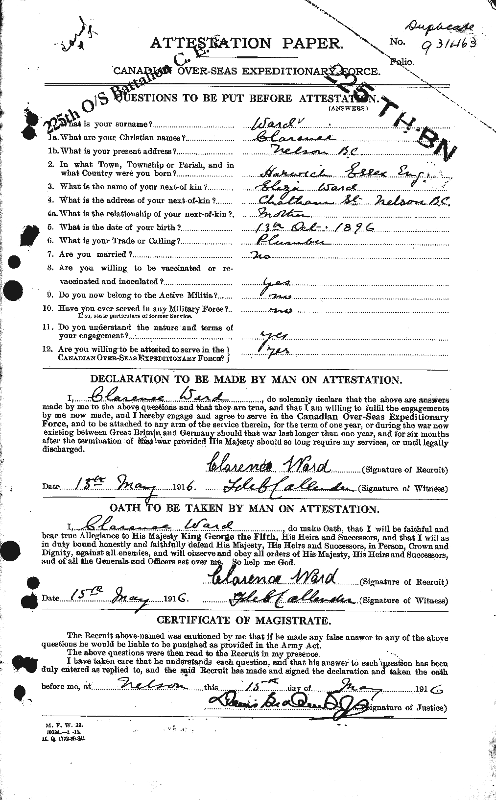Personnel Records of the First World War - CEF 657603a