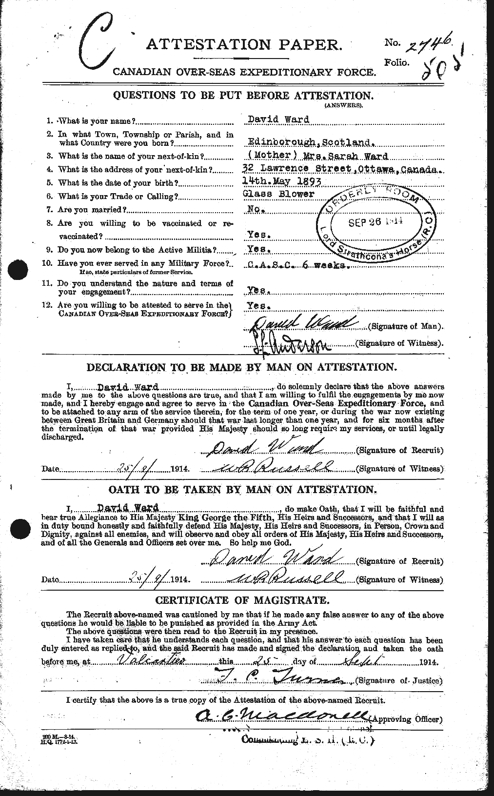 Personnel Records of the First World War - CEF 657616a