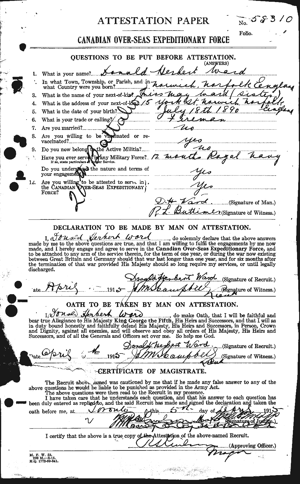Personnel Records of the First World War - CEF 657625a