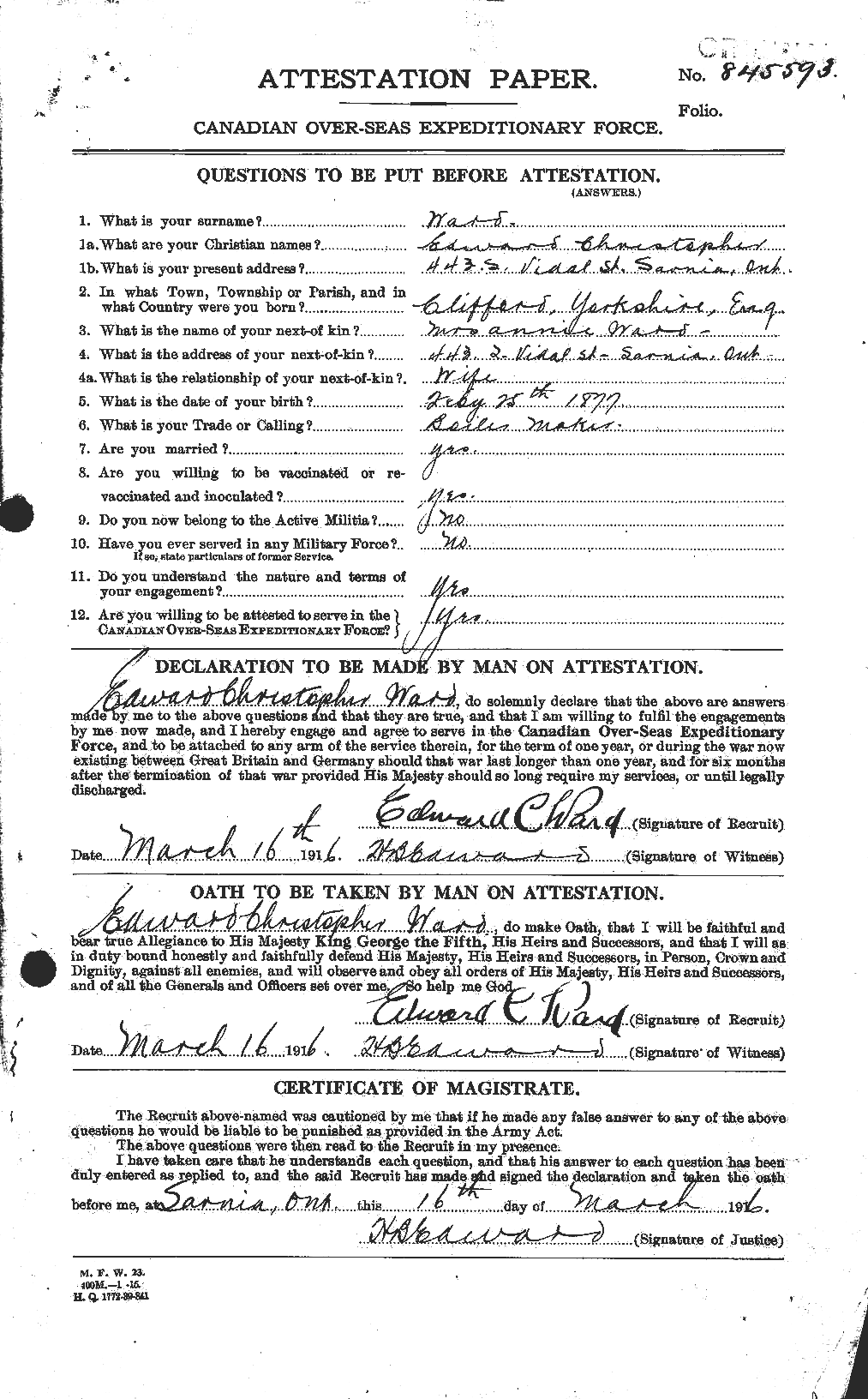 Personnel Records of the First World War - CEF 657649a
