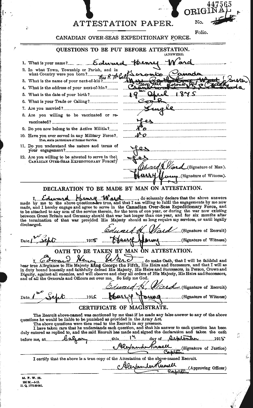 Personnel Records of the First World War - CEF 657651a