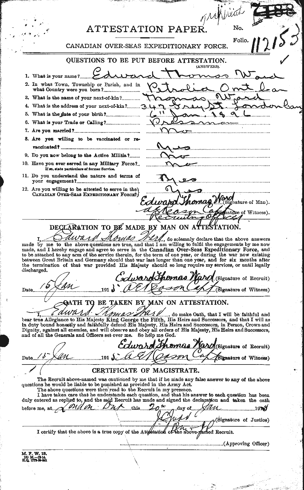 Personnel Records of the First World War - CEF 657657a
