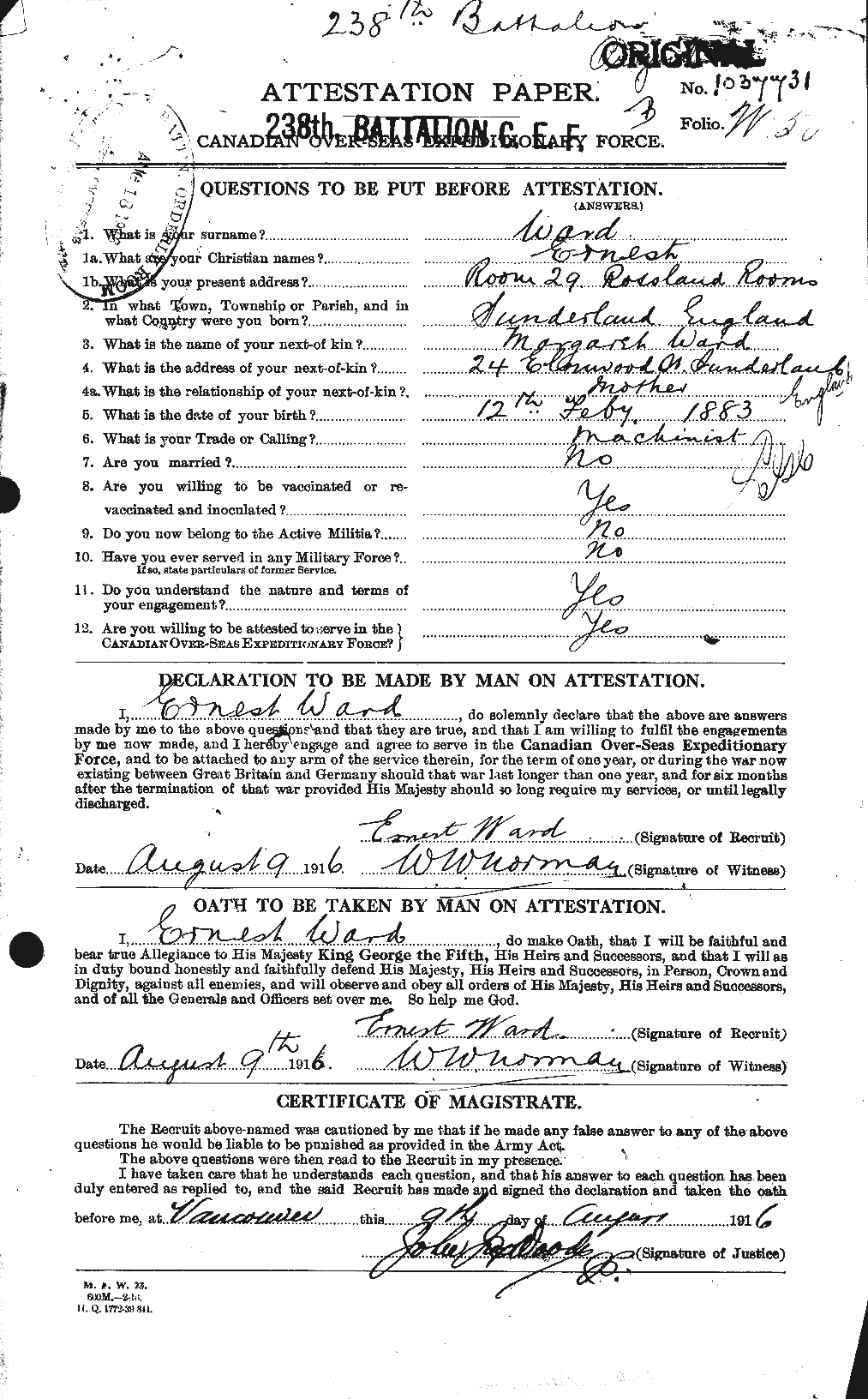 Personnel Records of the First World War - CEF 657664a