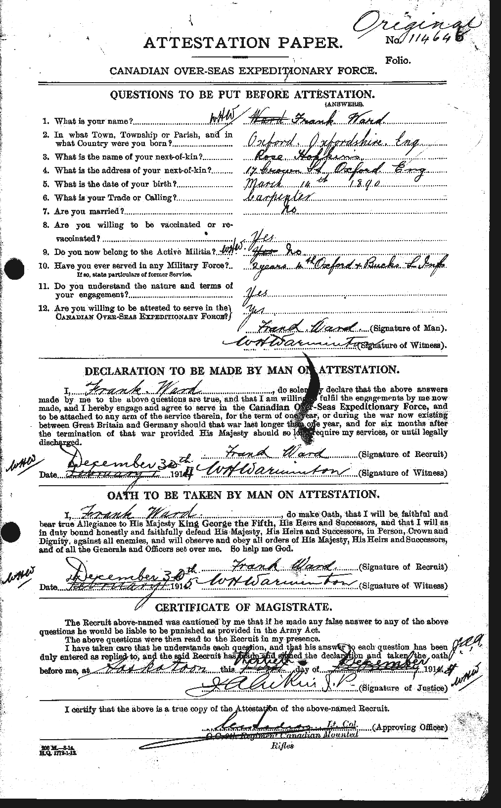 Personnel Records of the First World War - CEF 657687a