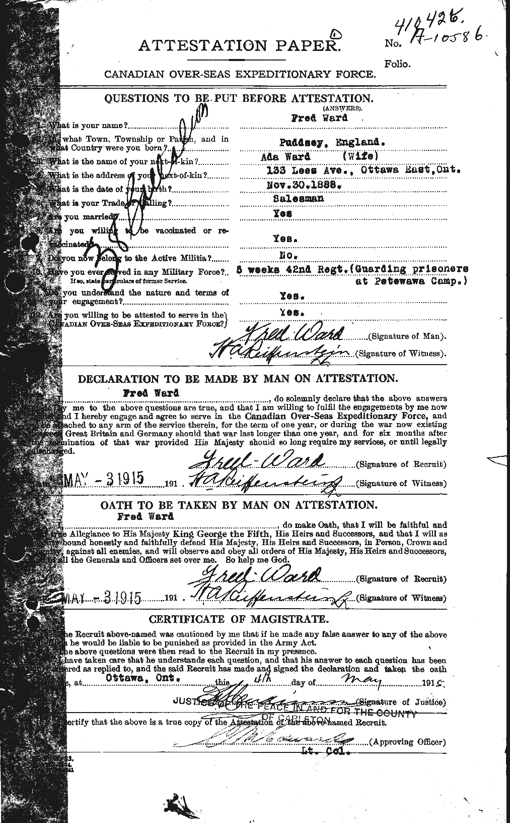 Personnel Records of the First World War - CEF 657704a