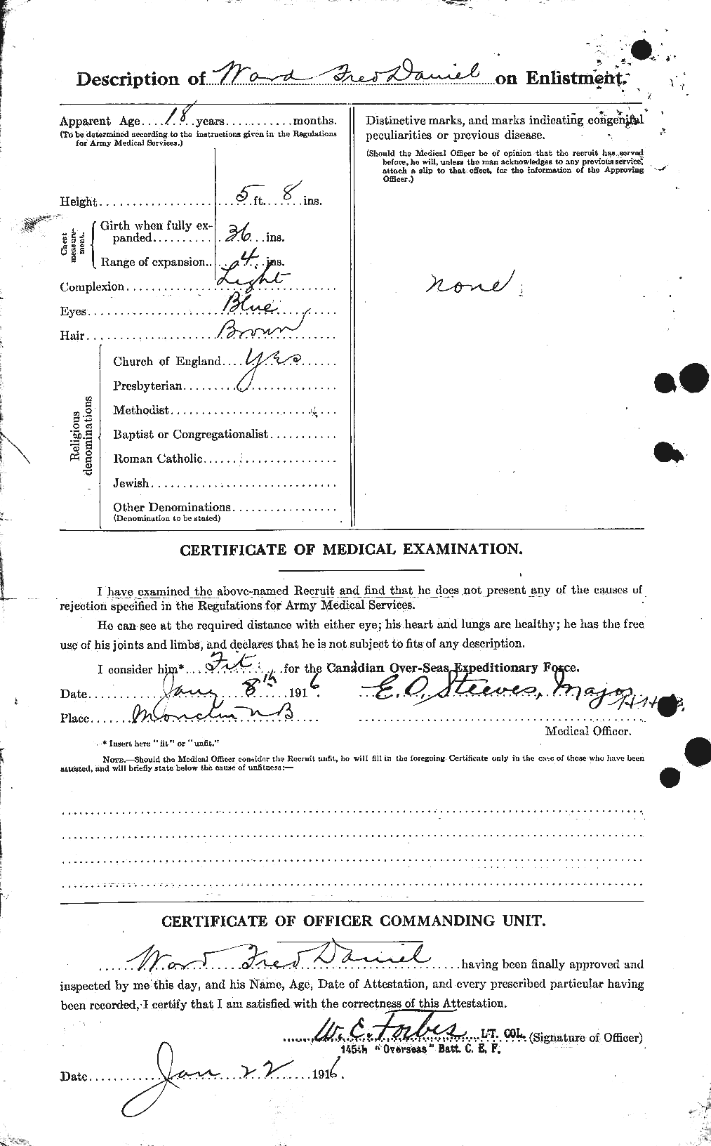 Dossiers du Personnel de la Première Guerre mondiale - CEC 657708b