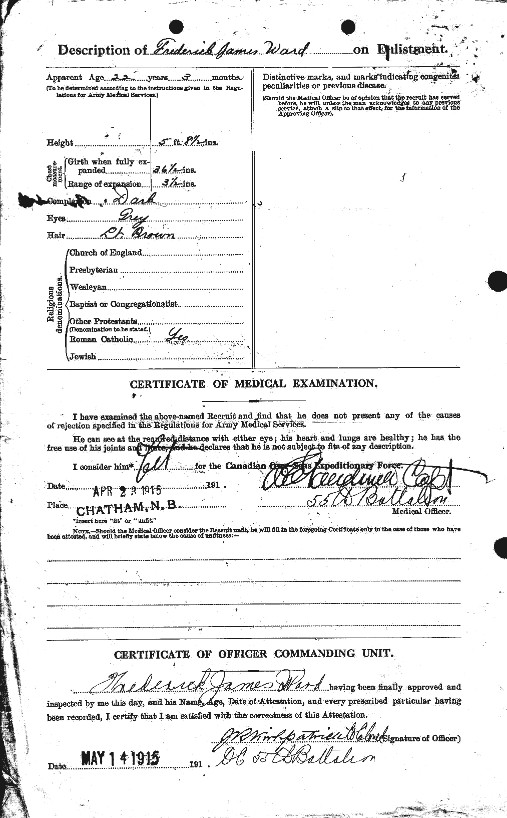 Dossiers du Personnel de la Première Guerre mondiale - CEC 657725b