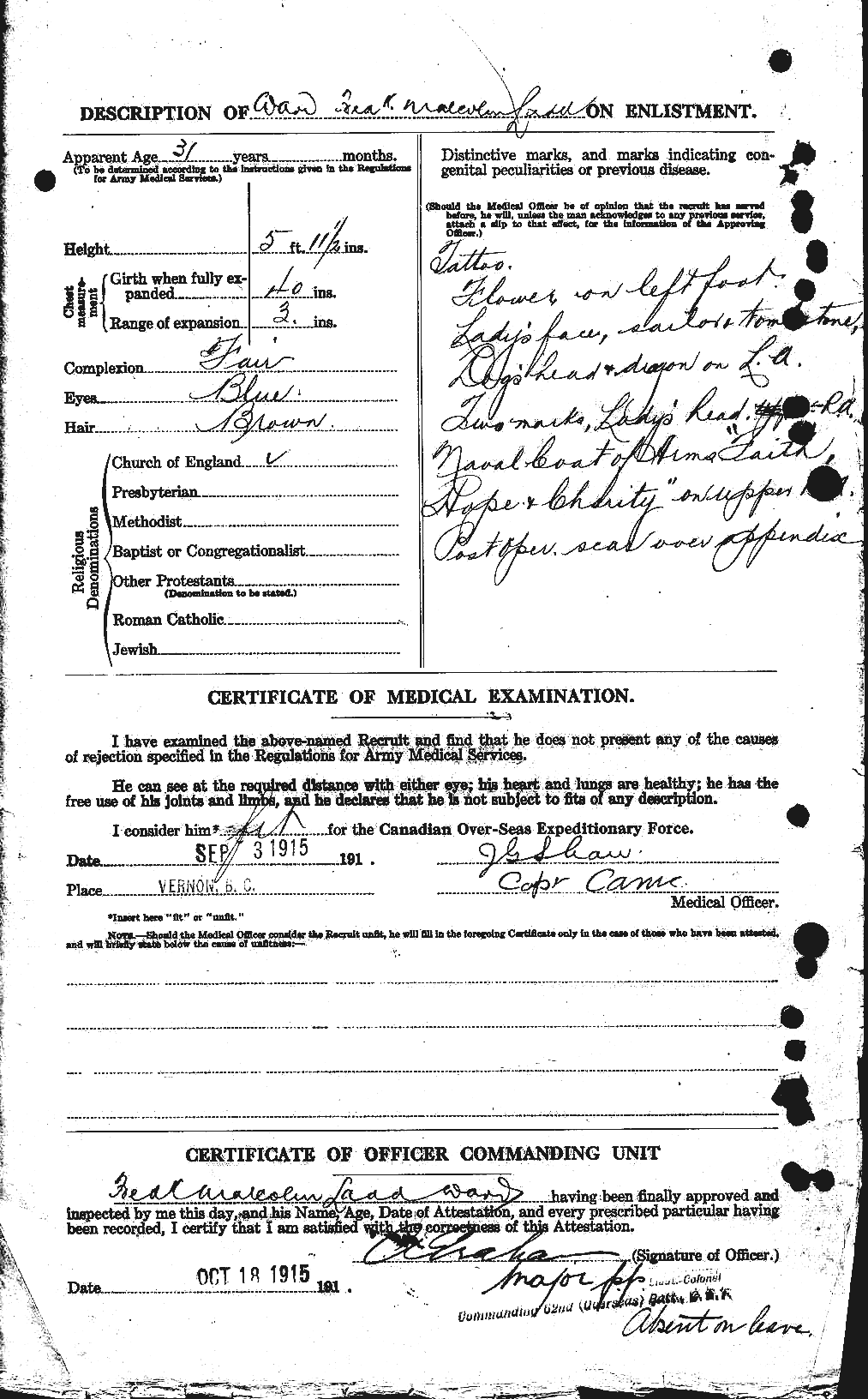 Dossiers du Personnel de la Première Guerre mondiale - CEC 657728b