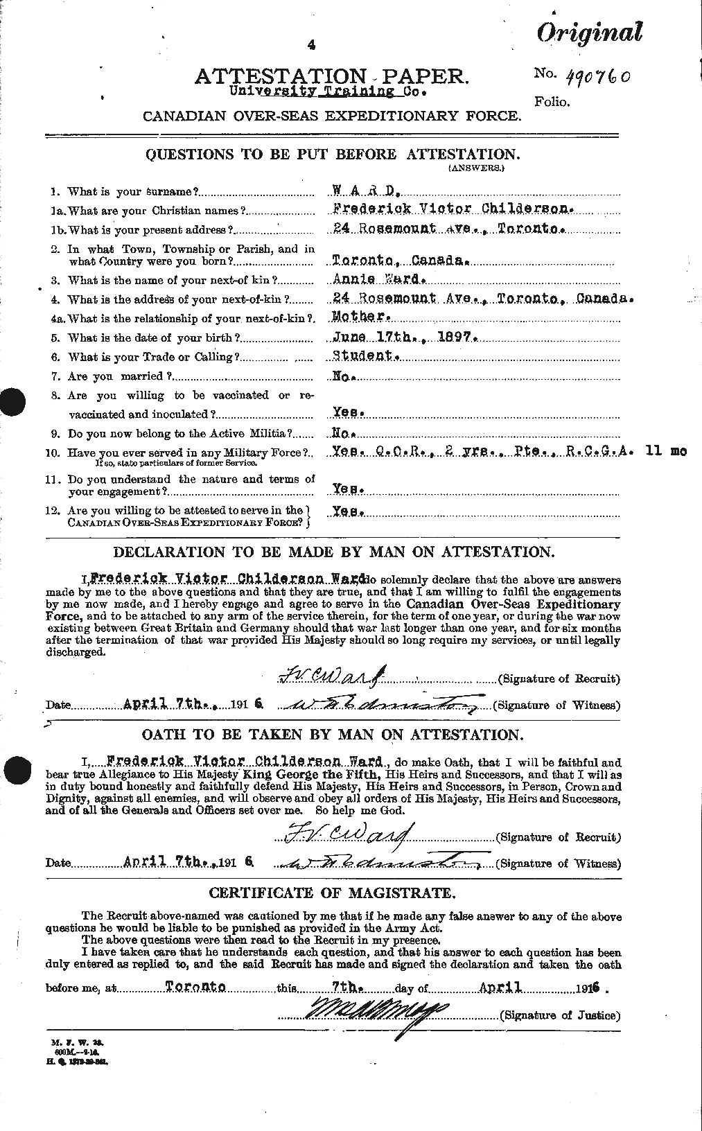 Personnel Records of the First World War - CEF 657730a