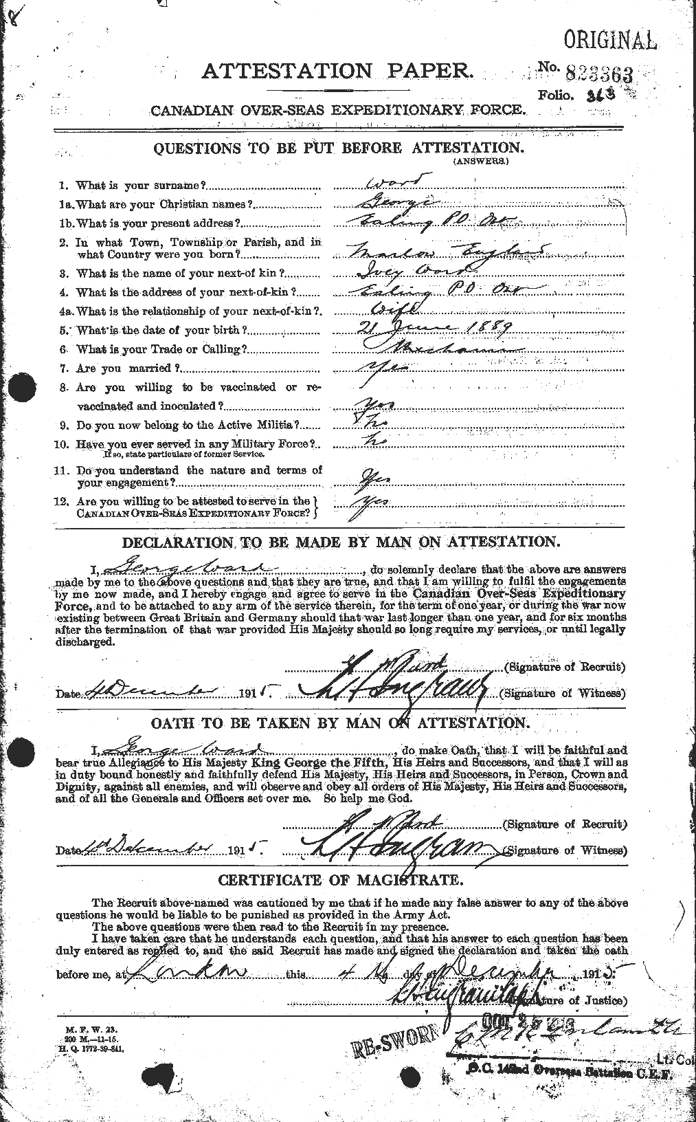Personnel Records of the First World War - CEF 657739a