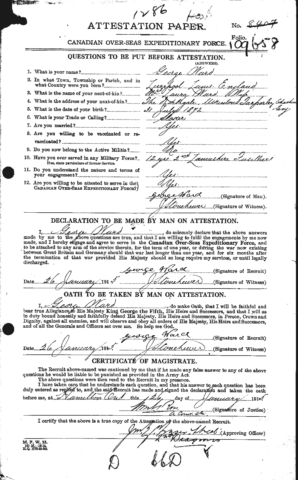 Personnel Records of the First World War - CEF 657761a