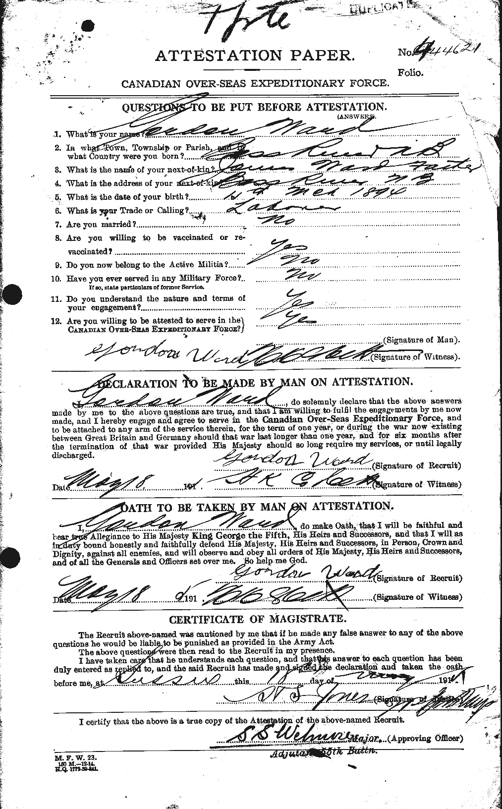 Personnel Records of the First World War - CEF 657787a