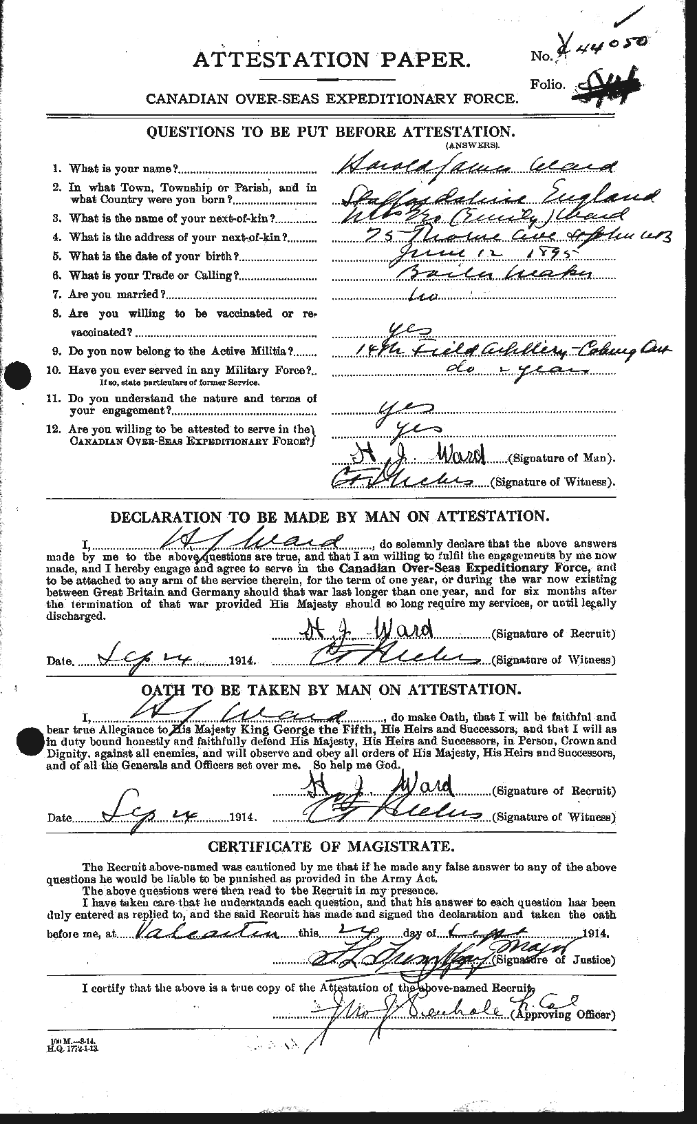 Personnel Records of the First World War - CEF 657801a