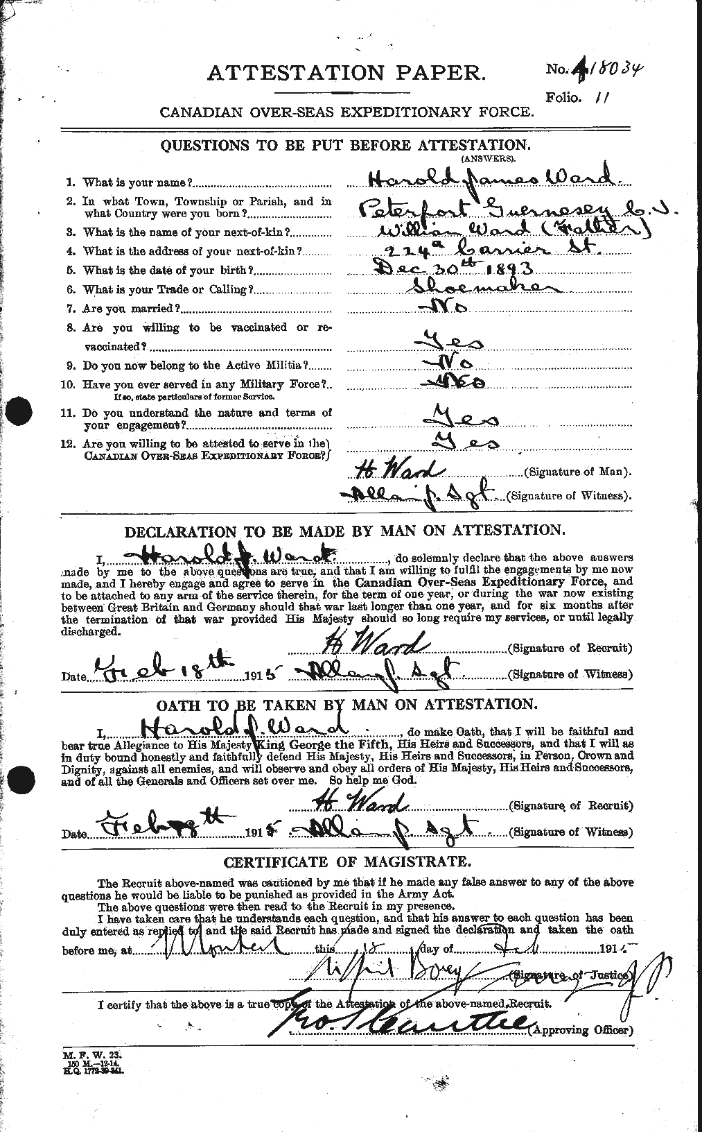 Personnel Records of the First World War - CEF 657802a